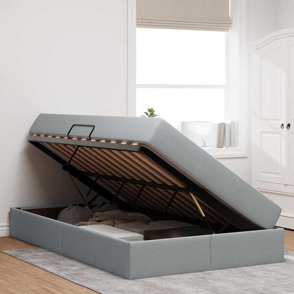 vidaXL Ł&oacute;żko z miejscem na przechowywanie i materacem Jasnoszary