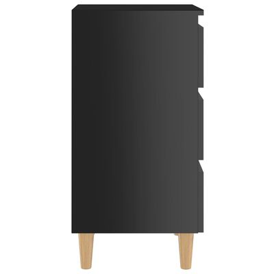 vidaXL 2 szafki nocne z drewnianymi nogami, czarne, połysk, 40x35x69cm