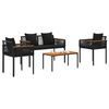 vidaXL Zestaw Mebli Ogrodowych z poduszką 4 pcs Czarny Rattan PE