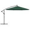 vidaXL Parasol wiszący z LED i metalowym słupkiem, 350 cm, zielony