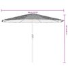 vidaXL Parasol ogrodowy z LED, stalowy słupek, brązowy, 324x324x247 cm