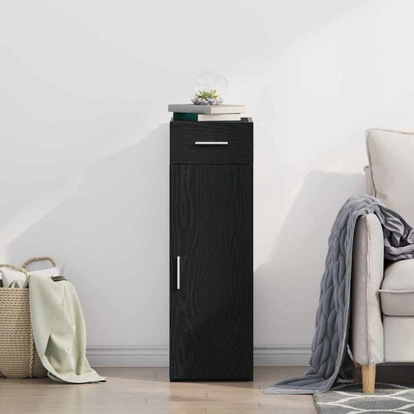 vidaXL Bufet z szufladą Czarny Dąb 30 x 42,5 x 93 cm