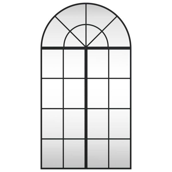 vidaXL Lustro ścienne, czarne, 60x110 cm, zakończone łukiem, żelazo