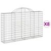 vidaXL Kosze gabionowe, 8 szt, 200x30x120/140 cm, galwanizowane żelazo