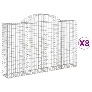 vidaXL Kosze gabionowe, 8 szt, 200x30x120/140 cm, galwanizowane żelazo