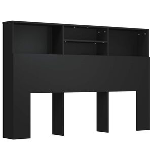 vidaXL Wezgłowie ł&oacute;żka z p&oacute;łkami, czarne, 160x19x103,5 cm