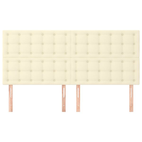 vidaXL Zagł&oacute;wek kremowy 180x5x118/128 cm sk&oacute;ra ekologiczna