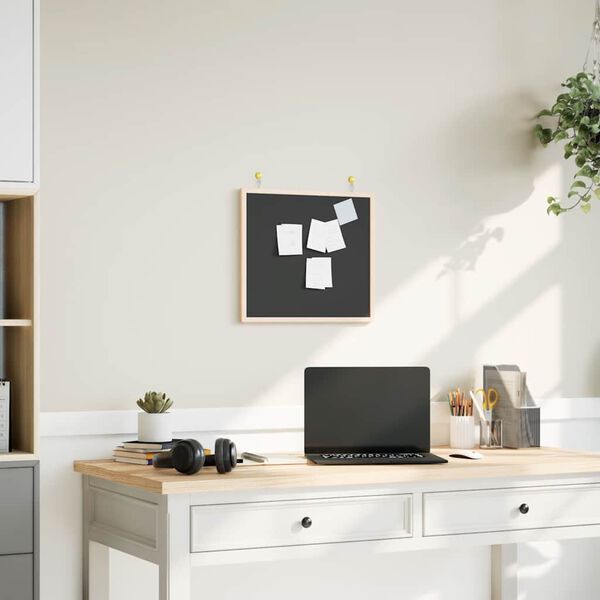 vidaXL Tablica kredowa z ramą z litego drewna sosnowego, czarna