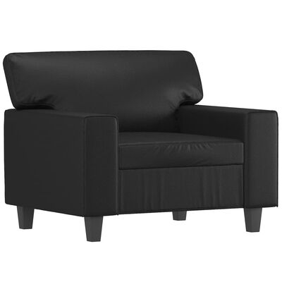 vidaXL Fotel z podnóżkiem, czarny, 60 cm, sztuczna skóra