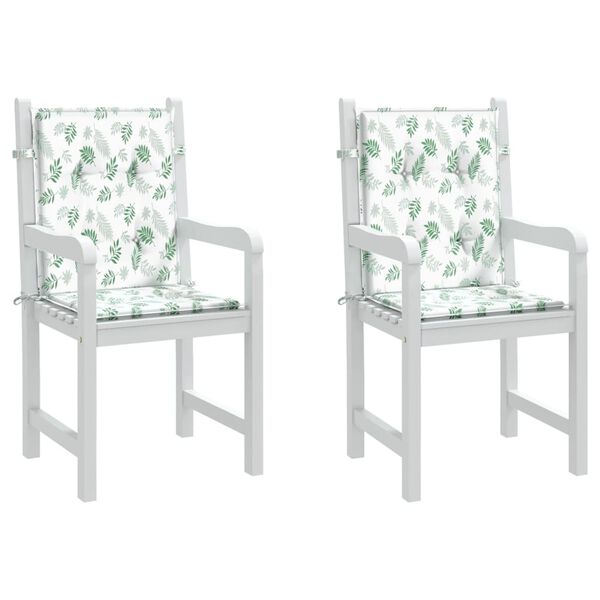 vidaXL Poduszki na krzesła z niskim oparciem, 2 szt., wz&oacute;r w liście