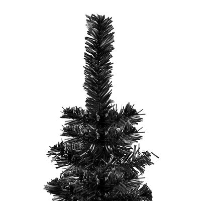 vidaXL Smukła, sztuczna choinka z lampkami, czarna, 180 cm