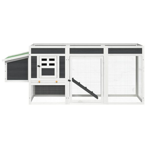 vidaXL Kurnik, szary, 204x50x84 cm, lite drewno sosnowe