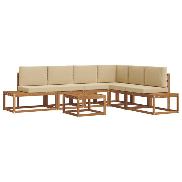 vidaXL Zestaw sof na zewnątrz z poduszką 7 Sztuka Naturalny i Beżowy