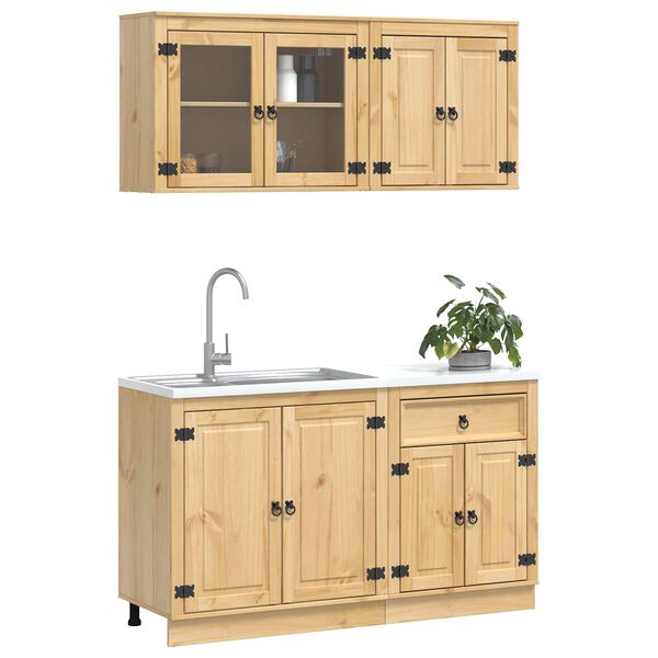 vidaXL Szafkowy z p&oacute;łką SKI 4 pcs Miodowy Brąz Lite drewno sosnowe