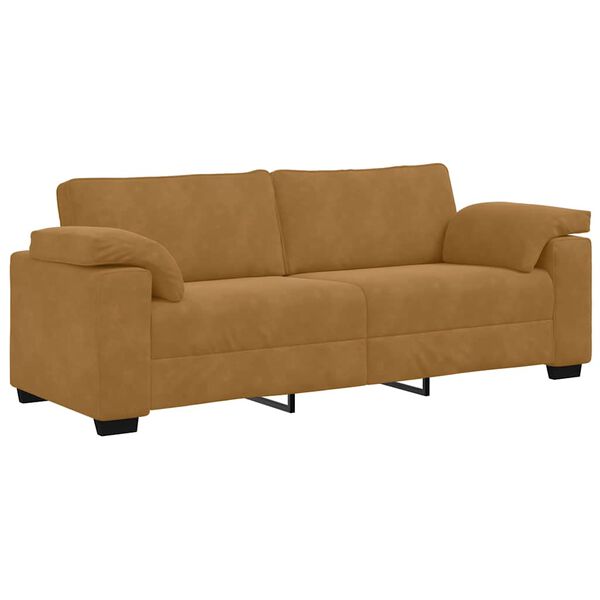 vidaXL Sofa 3-osobowa, brązowa, 220x77x82 cm, aksamit
