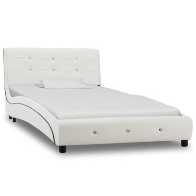 vidaXL Rama łóżka, biała, sztuczna skóra, 90 x 200 cm