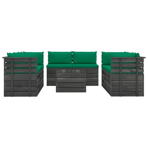 vidaXL 9-cz. zestaw wypoczynkowy z palet, z poduszkami, lita sosna