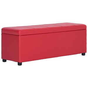 vidaXL Ławka ze schowkiem, 116 cm, czerwona, sztuczna sk&oacute;ra