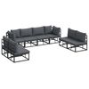 vidaXL Zestaw Sof na Ogr&oacute;d z poduszką 8 pcs Czarny Aluminium
