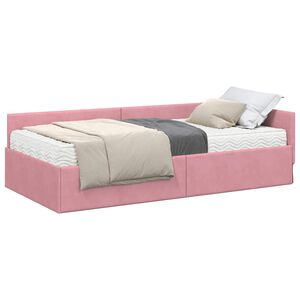vidaXL Rama Ł&oacute;żka Narożnego z Materacem Inny 2 pcs Szary Aksamit