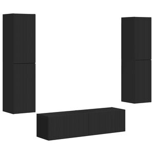 vidaXL Zestaw szafek RTV 6 pcs Czarny Materiał drewnopochodny