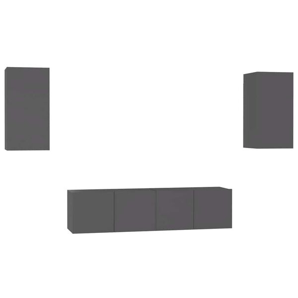 vidaXL 4-cz. zestaw szafek TV, szary, materiał drewnopochodny