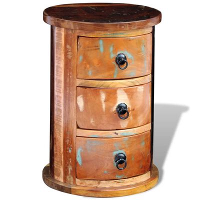 vidaXL Okrągła szafka z drewna odzyskanego z 3 szufladami