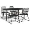 vidaXL 5-częściowy zestaw mebli ogrodowych, czarny, rattan PVC