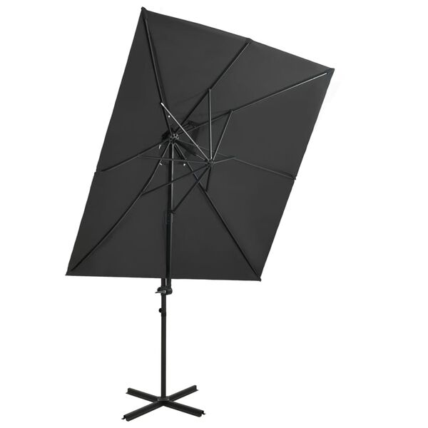 vidaXL Parasol wiszący z podwójną czaszą, 250x250 cm, antracytowy