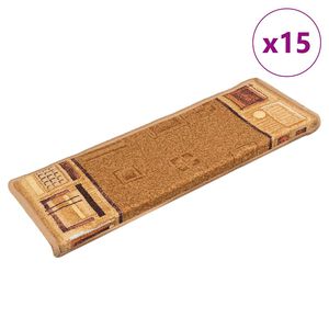 vidaXL Samoprzylepne nakładki na schody, 15 szt., 65x21x4 cm, beżowe