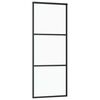 vidaXL Drzwi przesuwne 3-panele, szkło ESG i aluminium, 76x205 cm, czarne