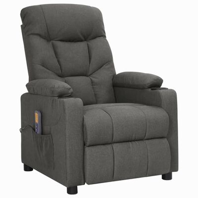 vidaXL Rozkładany fotel masujący, podnoszony, ciemnoszary, tkanina
