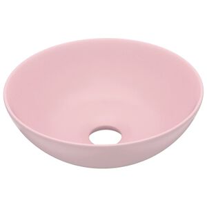 vidaXL Umywalka łazienkowa, ceramiczna, matowy r&oacute;ż, okrągła