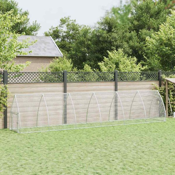 vidaXL Klatka dla kurcząt, srebrna, 600x105x120 cm, stal galwanizowana