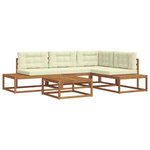 vidaXL Zestaw sof na zewnątrz 5 Sztuka Naturalny i Kremowy