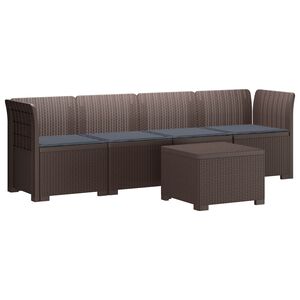 vidaXL Kanapa ogrodowa 4-osobowa z poduszkami w stylu rattanowym PP