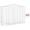 vidaXL Kosze gabionowe, 15 szt, 200x50x140/160cm, galwanizowane żelazo