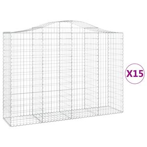 vidaXL Kosze gabionowe, 15 szt, 200x50x140/160cm, galwanizowane żelazo