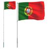 vidaXL Flaga Portugalii z masztem, 5,55 m, aluminium
