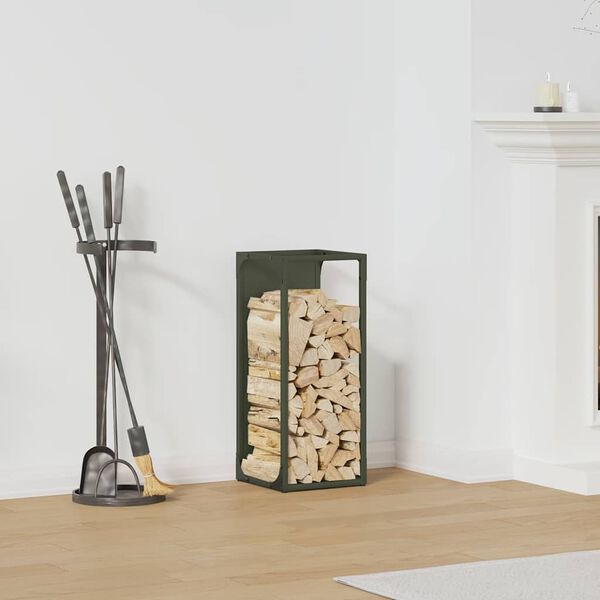 vidaXL Stojak na drewno opałowe Oliwkowy Zielony 25x25x60 cm