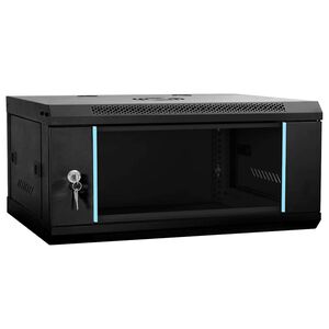 vidaXL Szafa sieciowa z przechowywaniem Czarny 60 x 35 x 28 cm Stal