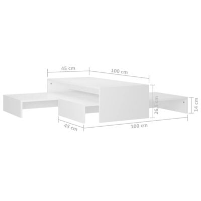 vidaXL Zestaw stolików kawowych wsuwanych, biały, 100x100x26,5 cm