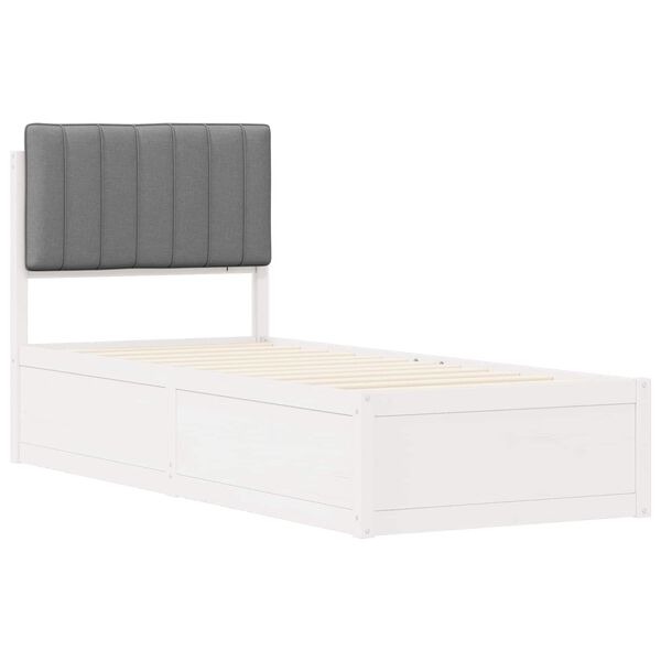 vidaXL Ramka ł&oacute;żka z tapicerowanym wezgłowiem Jasnoszary 80 x 200 cm