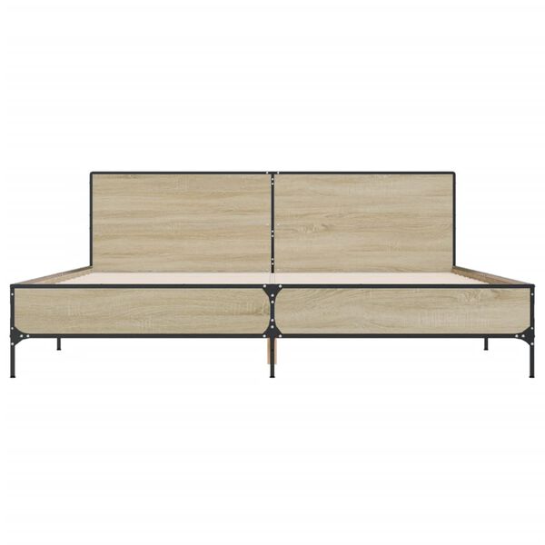 vidaXL Rama ł&oacute;żka, dąb sonoma, 180x200 cm, materiał drewnopochodny