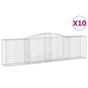 vidaXL Kosze gabionowe, 10 szt, 400x50x100/120cm, galwanizowane żelazo