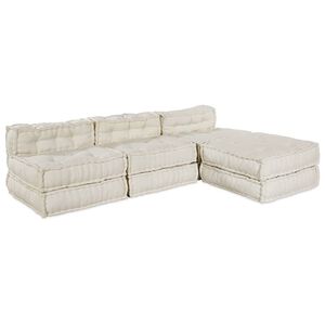 vidaXL Modularna jednostka sofy tkanina kremowy 210 x 140 x 56 cm