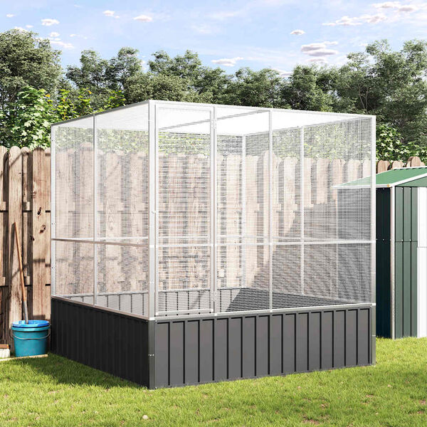 vidaXL Woliera, srebrna, 211x207x212 cm, stal