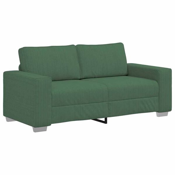 vidaXL Sofa dwuosobowa, ciemnozielona, 140 cm, tkanina sztruksowa
