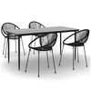 vidaXL 5-częściowy zestaw mebli ogrodowych, czarny, rattan PVC