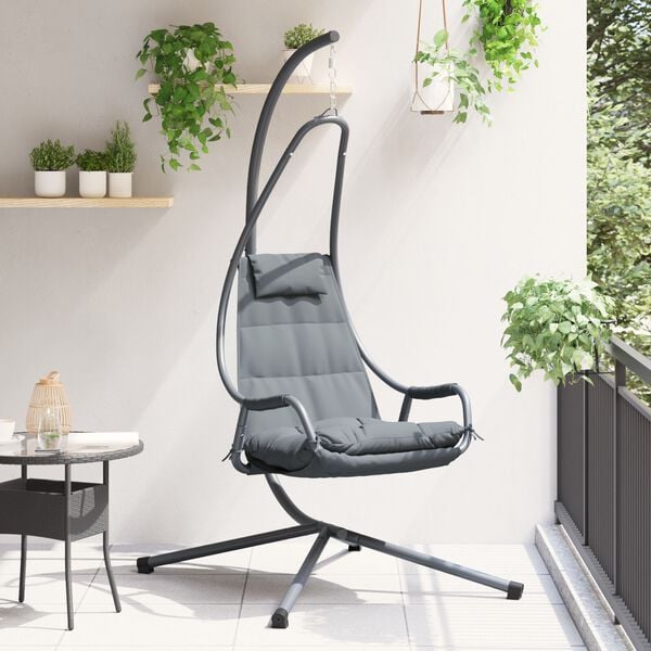 vidaXL Wiszące krzesło jajo Antracyt 94 x 107 x 196.5 cm Stal